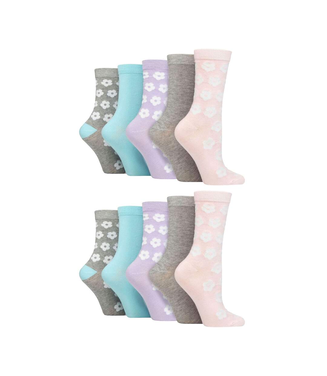 Wildfeet - 10 Paires Femme Chaussettes Bambou Mi-mollet Jacquard Imprimé-1