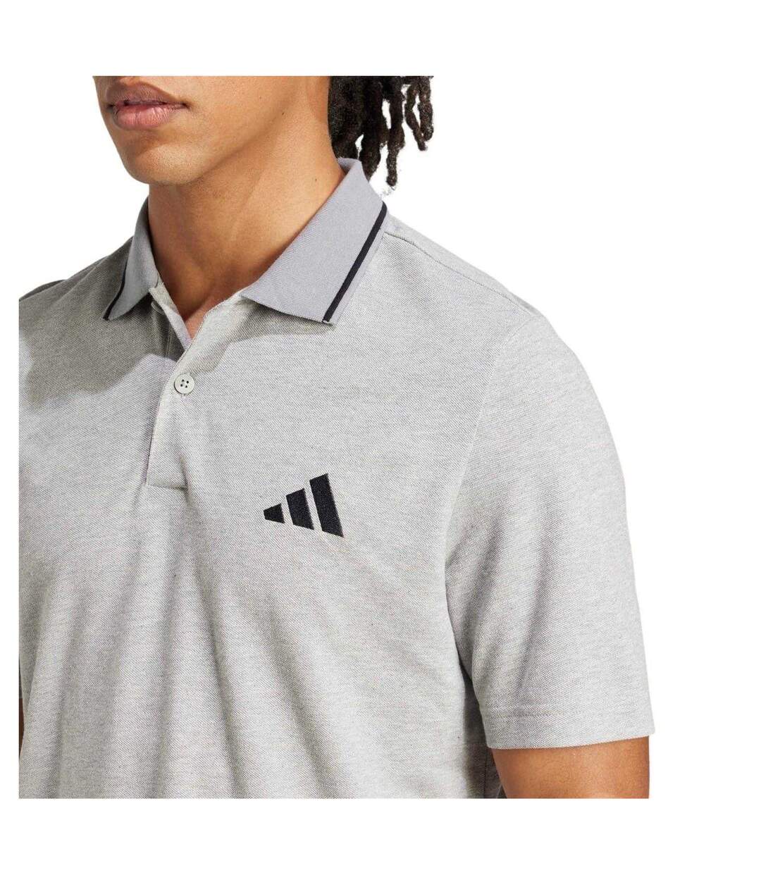 Polo Motif/style 3 Rayures Homme Gris Adidas-4