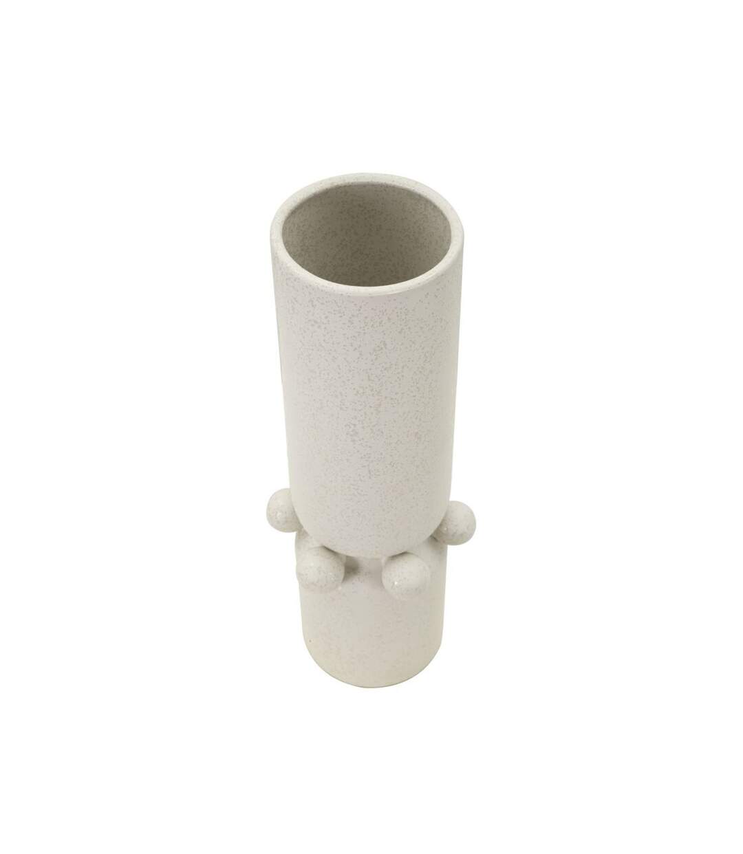Vase Cylindrique en Céramique Bubbles 41cm Crème-2
