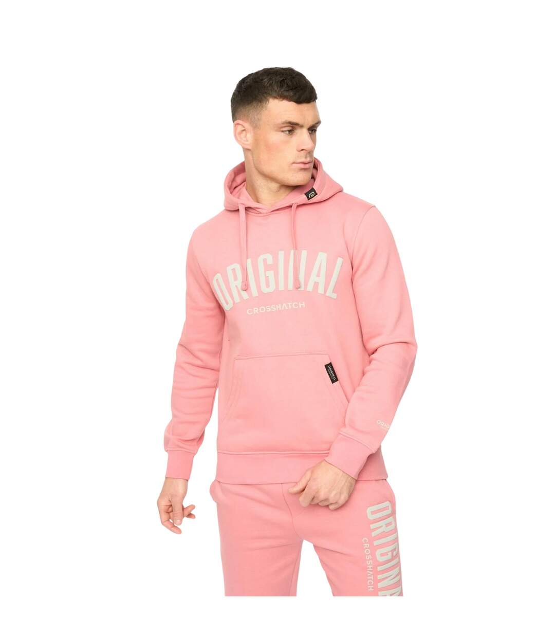 Mens Kensby Hoodie Pink Crosshatch-2