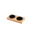 Double Gamelle en Céramique Support Bambou 29cm Noir-1