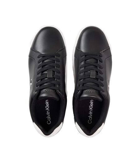 Mens Classic Leather Cupsole Trainers Black White Calvin Klein
