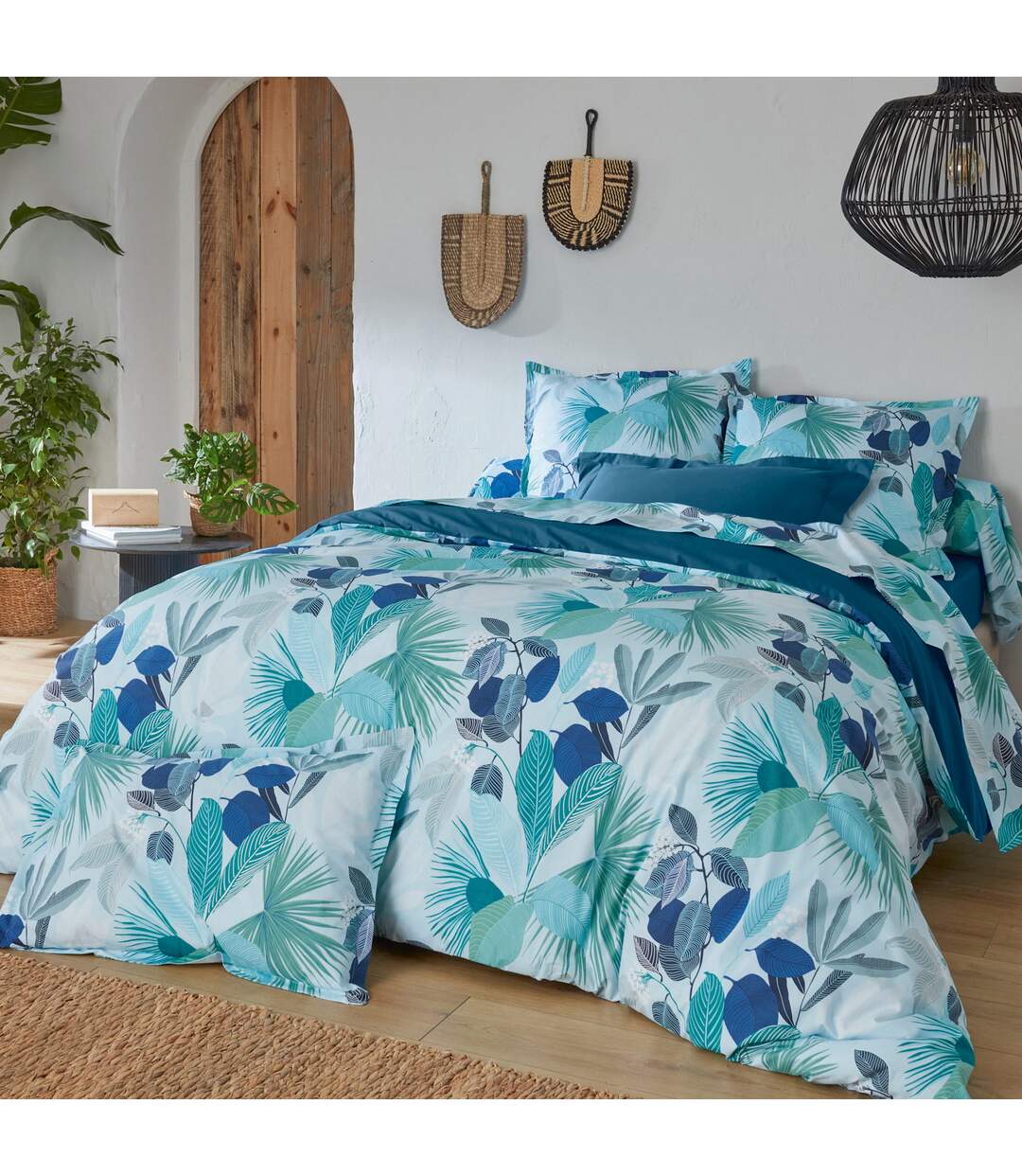 Parure de lit percale de coton MOOREA PACIFIC bleu cobalt Taie 50x70 cm-1