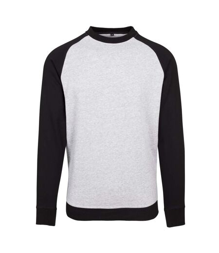 T-shirt Manches Raglan Homme Gris Chiné Noir Build Your Brand