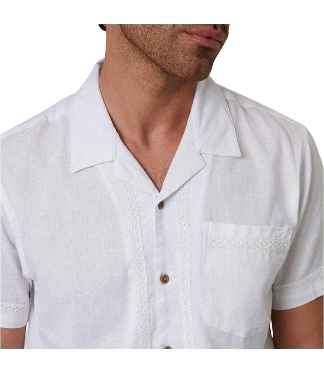 Chemise Manches Courtes Motif/style Bord En Crochet Homme Blanc Threadbare-4