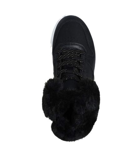 Childrens/kids Unolite High Top Trainers Black Rose Gold Skechers