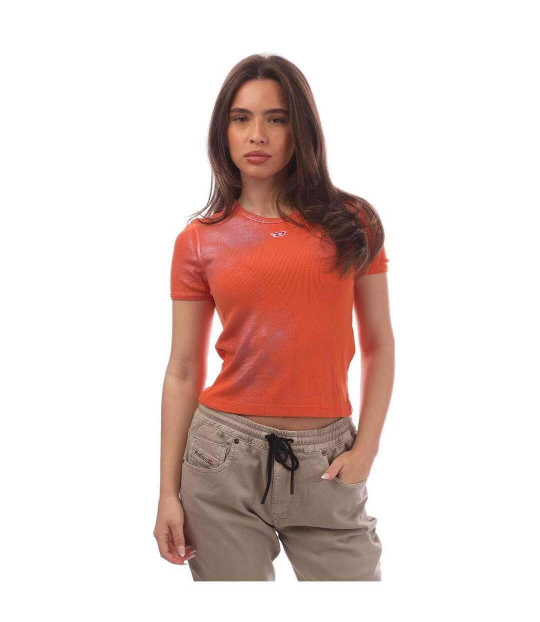 T-shirt T-ele-n1 Femme Orange Diesel-2