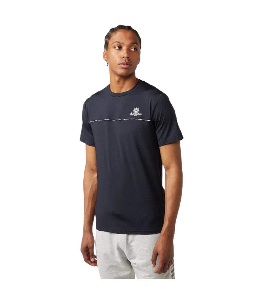 T-shirt Sport Motif/style Passepoil Contrasté Homme Bleu Marine Foncé Aquascutum-1
