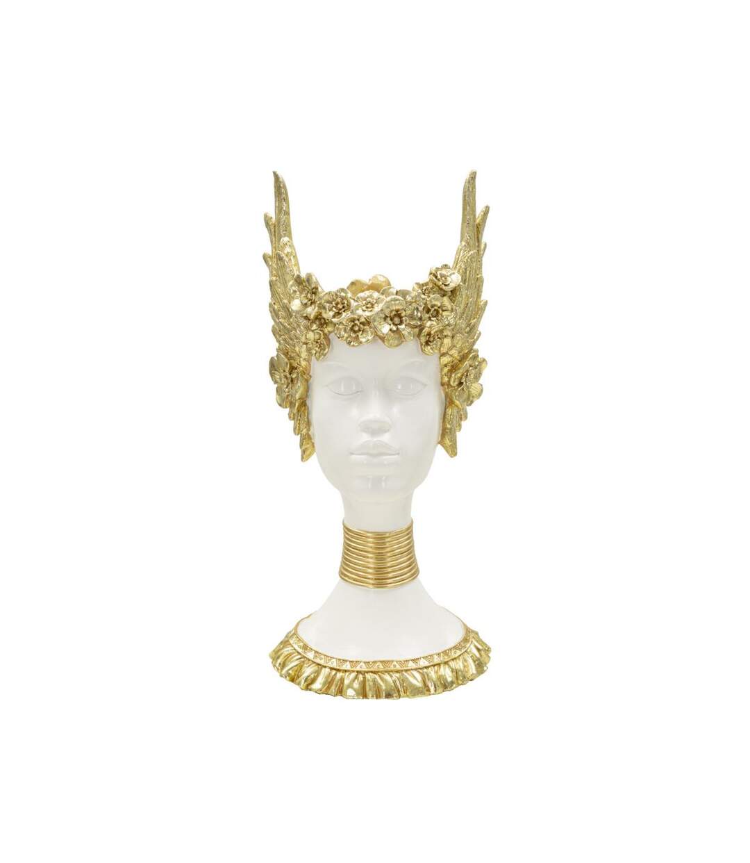 Statuette Buste Femme Athena 38cm Blanc & Or-1