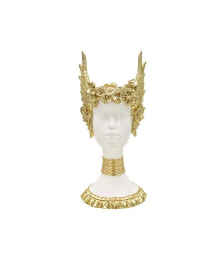 Statuette Buste Femme Athena 38cm Blanc & Or