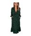 Robe À Smocks Manches Longues Motif/style Imprimé Léopard Femme Vert AX Paris-1