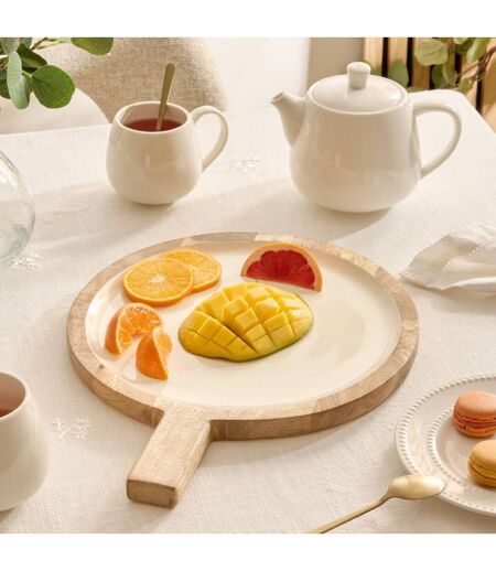 Assiette de Présentation en Bois Inaya 40cm Blanc