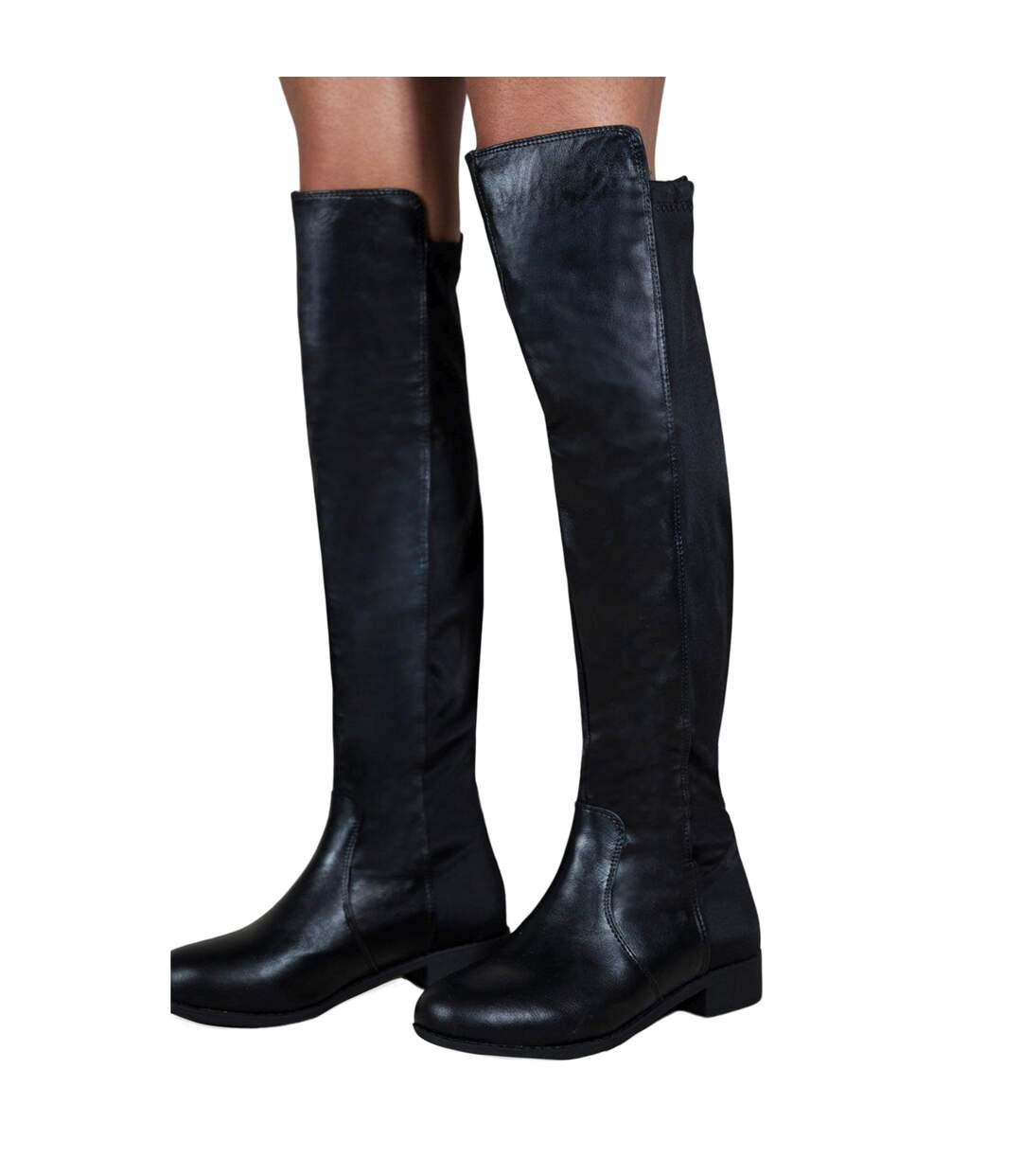 Womens/ladies diem pu pull-on knee-high boots black Where´s That From-1