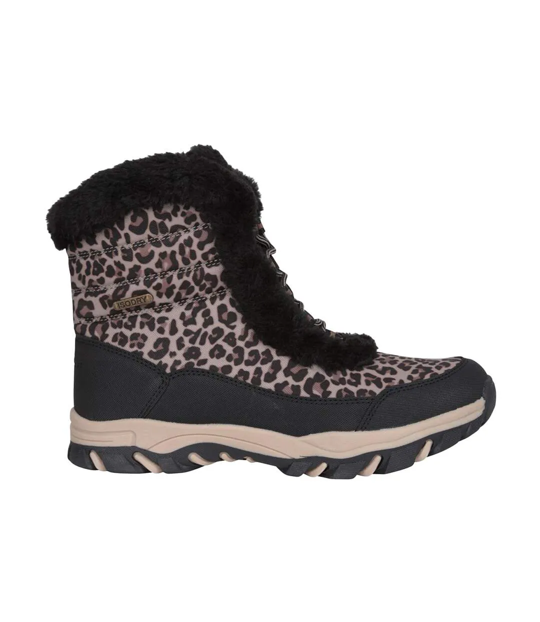 Womens/ladies Ohio Leopard Print Thermal Snow Boots Black Mountain Warehouse-4