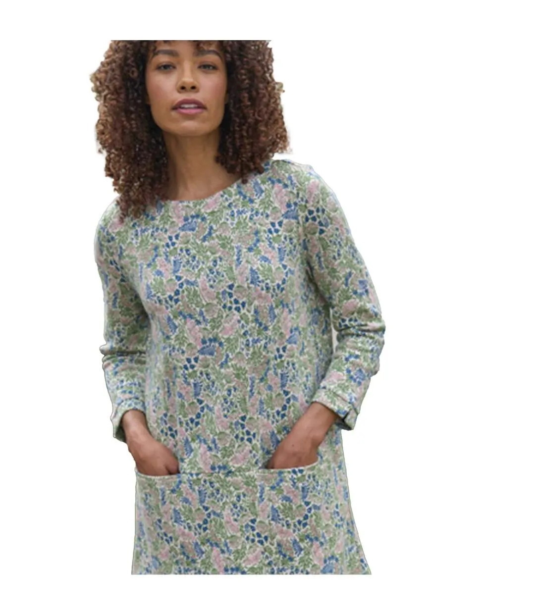 Womens/ladies Leaf Jacquard Textured Tunic Multicoloured WoolOvers-4