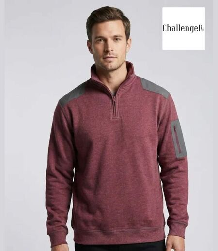 CHALLENGER PRODIGE2 — Sweat molleton col camionneur bordeaux : chaleur et style technique