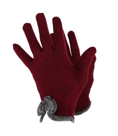 Ladies/womens Wool Rich Gloves Burgundy Handy