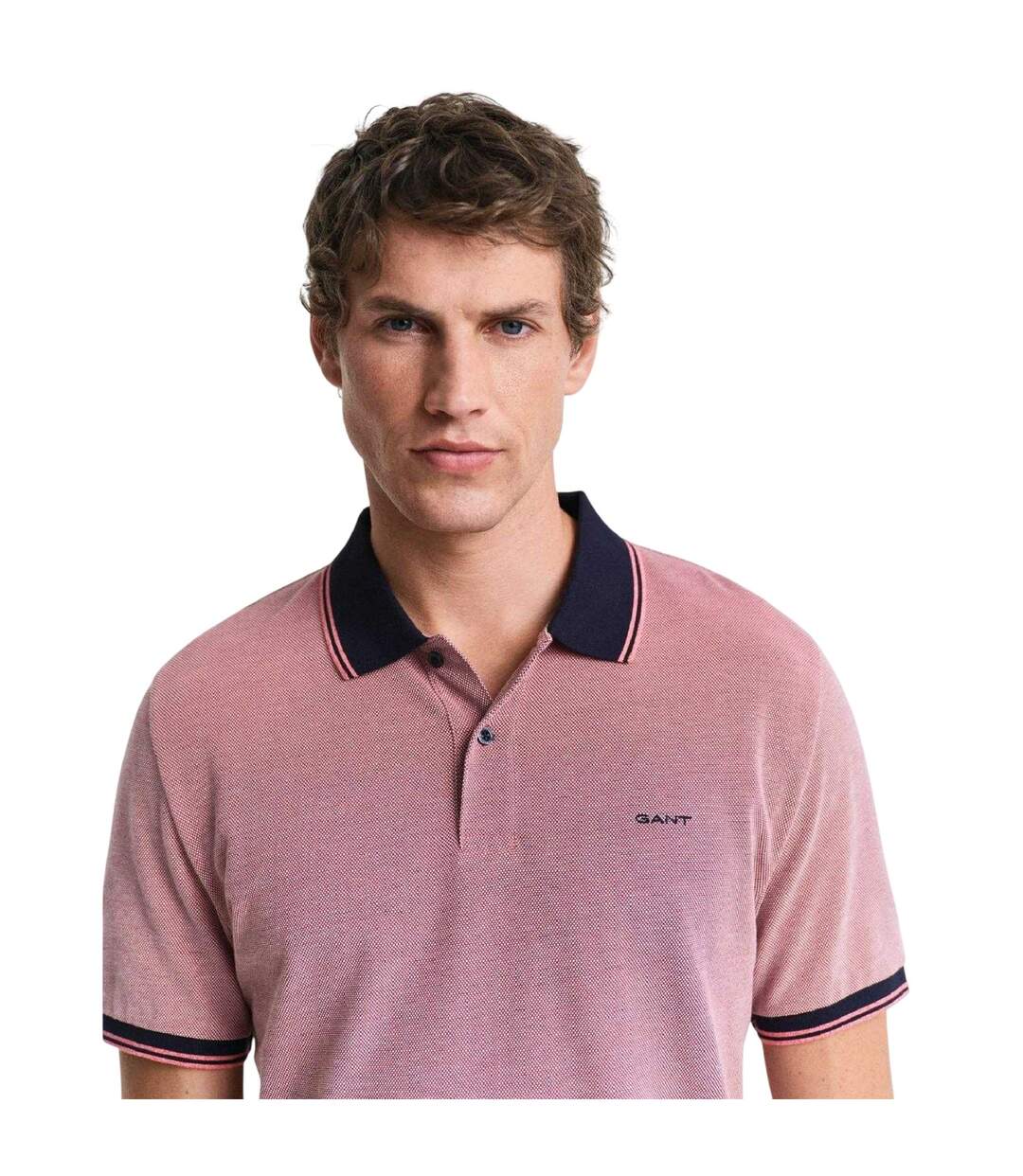 Mens Oxford Short-sleeved Polo Shirt Red Gant-4