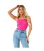 Haut Style Corset Motif/style Coutures Apparentes Femme Rose Missy Empire-2
