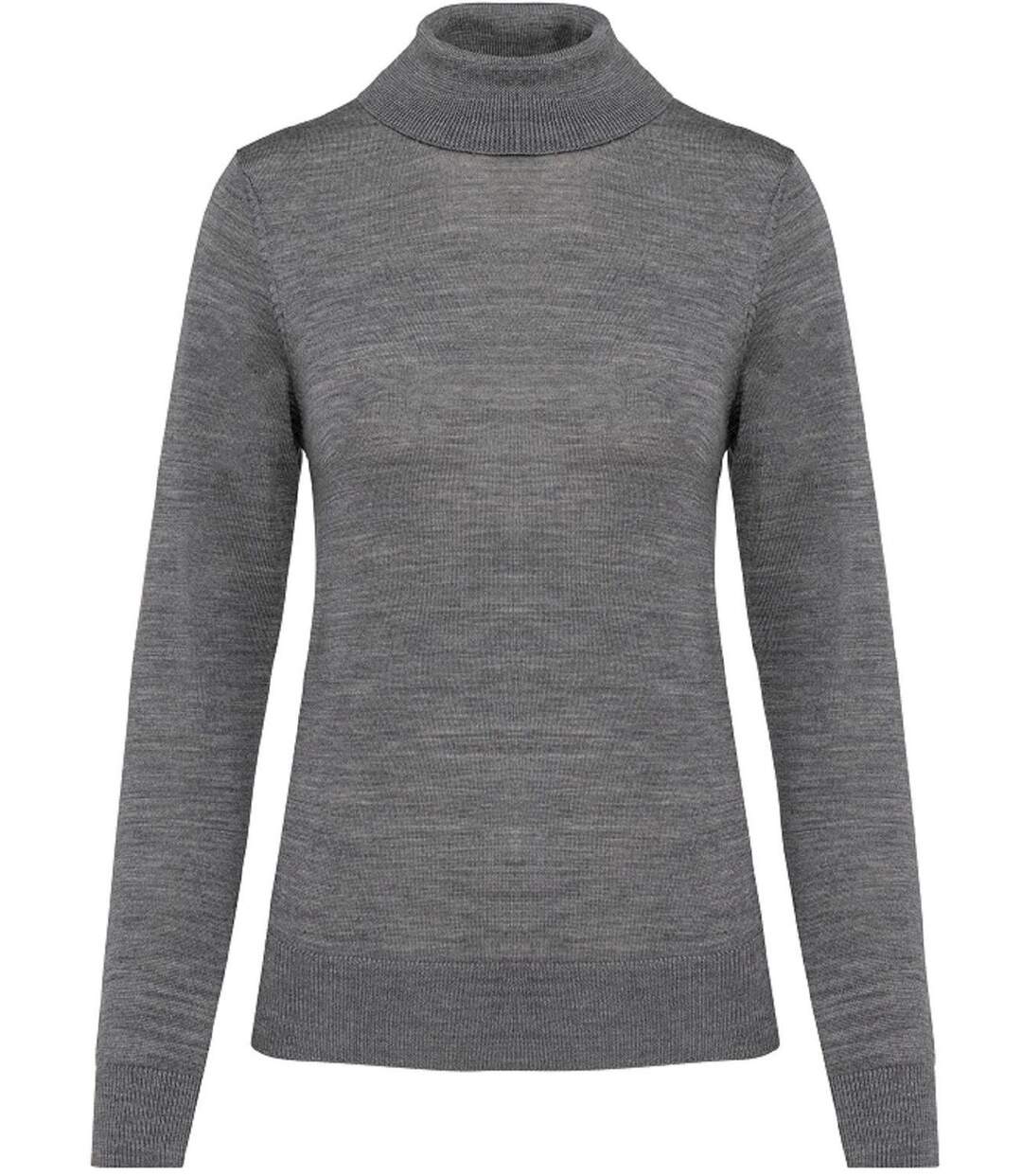 Pull Mérinos col roulé - Femme - PK913 - gris heather