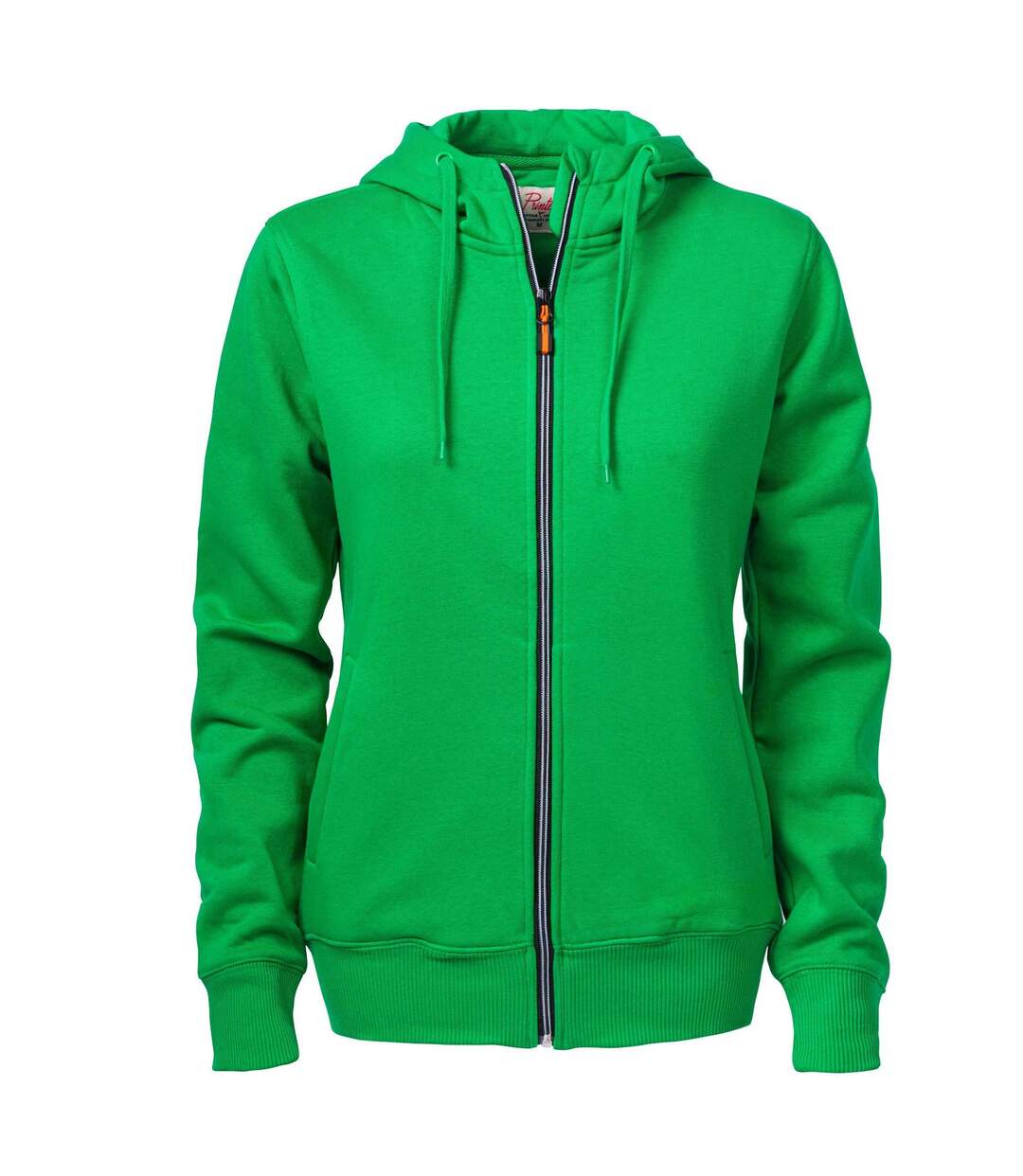 Womens/ladies Overhead Full Zip Hoodie Fresh Green Printer-1