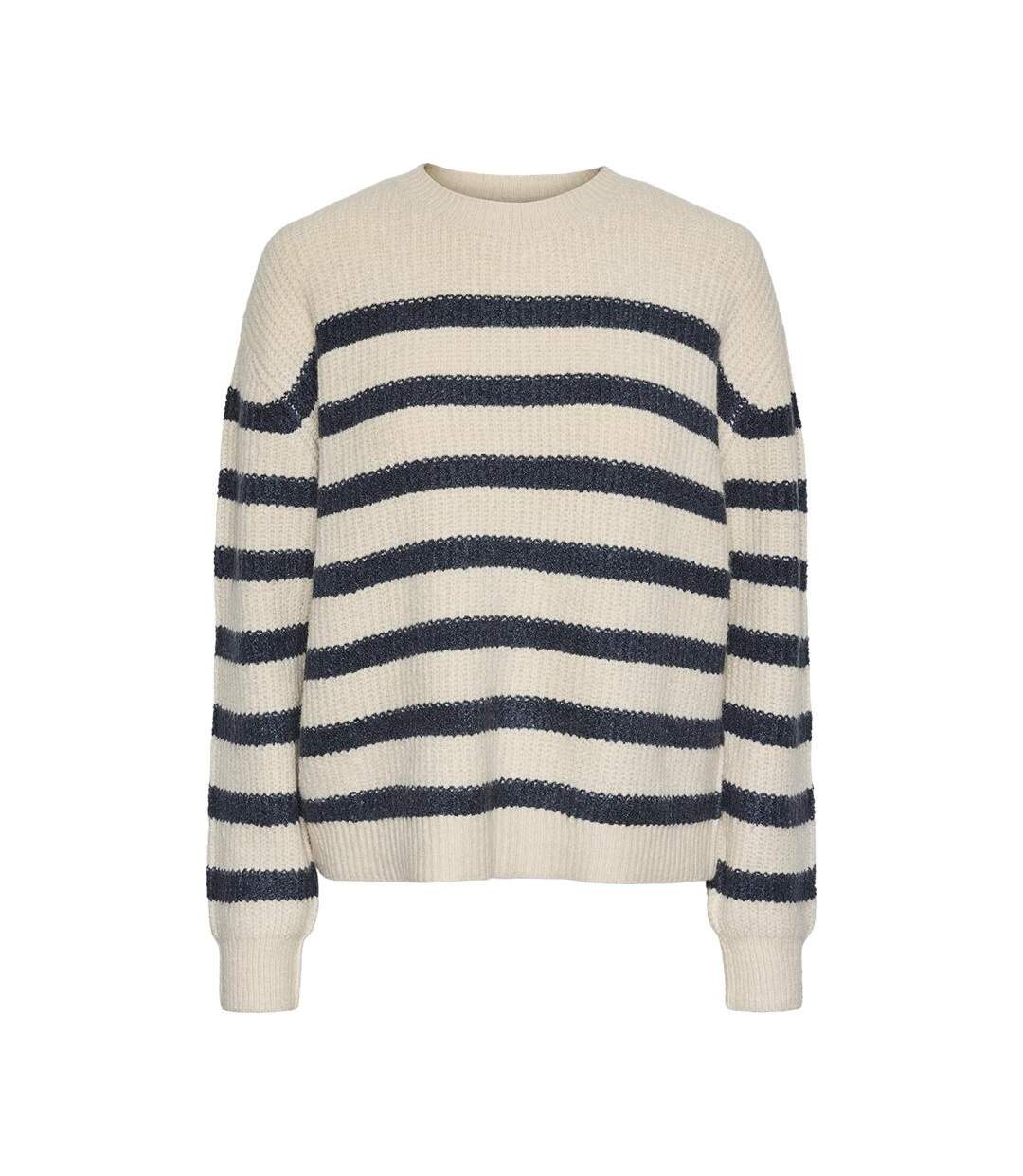 Pull bleu/blanc femme pieces klara-1