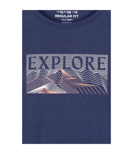 T-shirt Régulier Femme  Explore Coton Anti-uv Bleu Marine Mountain Warehouse