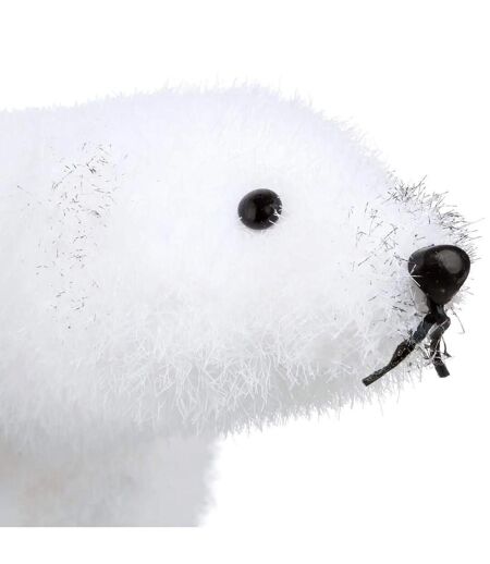 Statuette Déco Ours Manteau 21cm Blanc