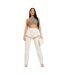 Womens/ladies Lace Up High Waist Trousers Sand Missy Empire-4