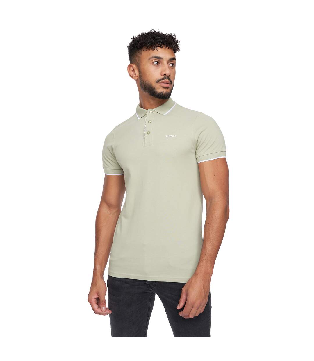 Polo kendrick homme vert de gris Crosshatch-1