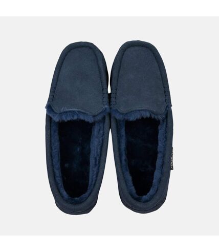 Ladies Evie Navy Sheepskin Slipper Moccasin