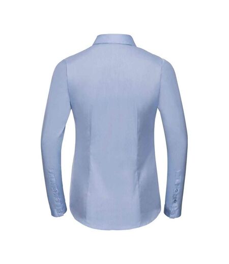 Russell Collection Womens/Ladies Herringbone Long-Sleeved Formal Shirt (Light Blue)