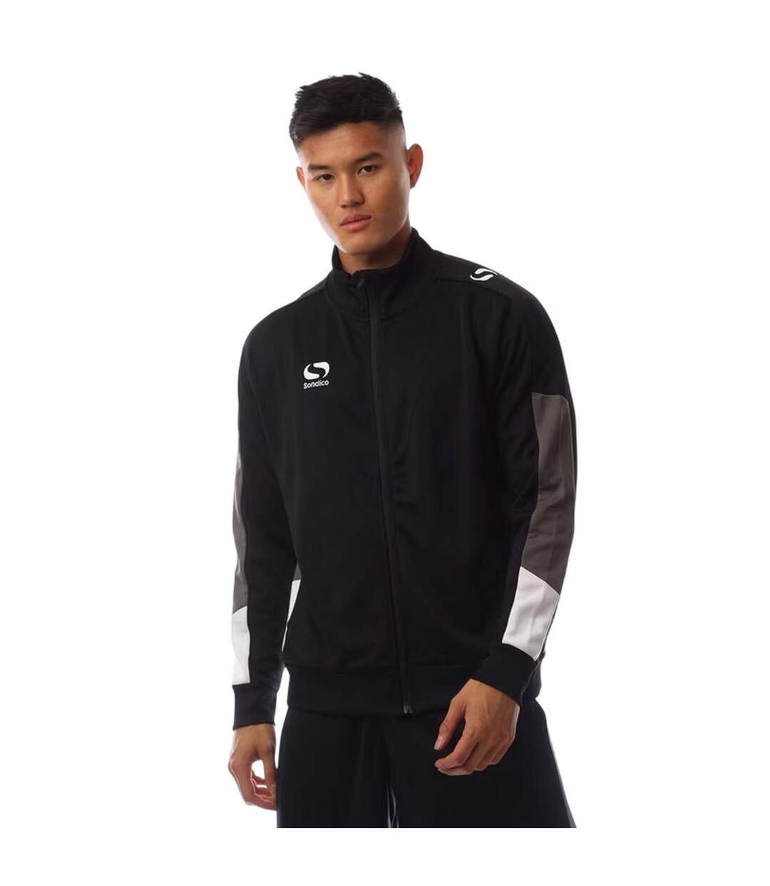 Mens Colour Block Track Jacket Black Charcoal White Sondico-2