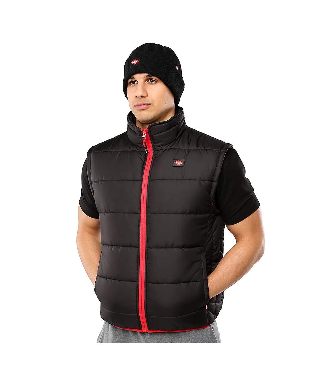 Mens padded windproof gilet black Lee Cooper-3