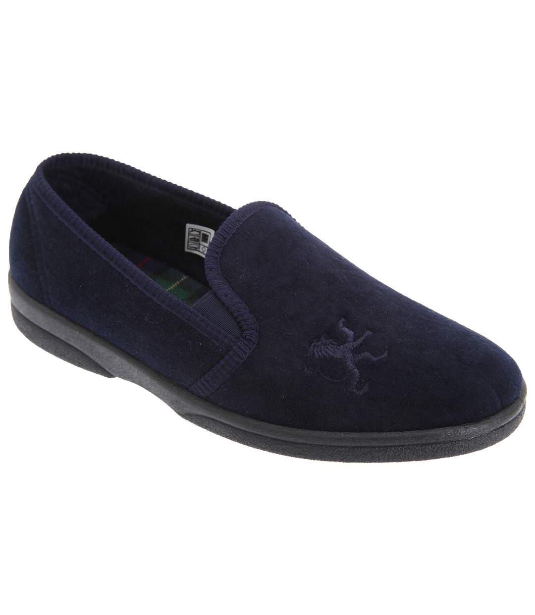 Sleepers Mens Frazer Lion Motif Twin Gusset Slippers (Navy Blue) - UTDF832-1