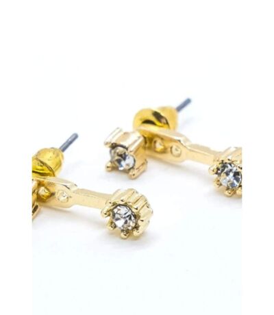 Gold Zircon Minimalist Line Back Ear Bar Drop Bar Everyday Stud Earrings