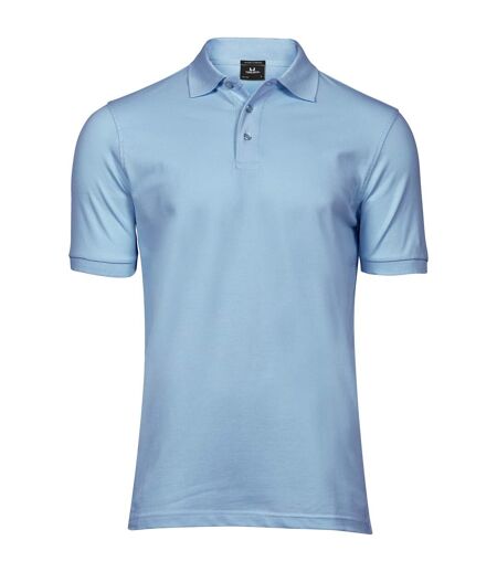 Mens Luxury Stretch Polo Shirt Light Blue Tee Jays