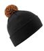 Adultes Bonnet Unisexe Snowstar Noir Orange Beechfield-1