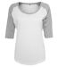 T-shirt bicolore pour femme - BY022 - blanc et souris