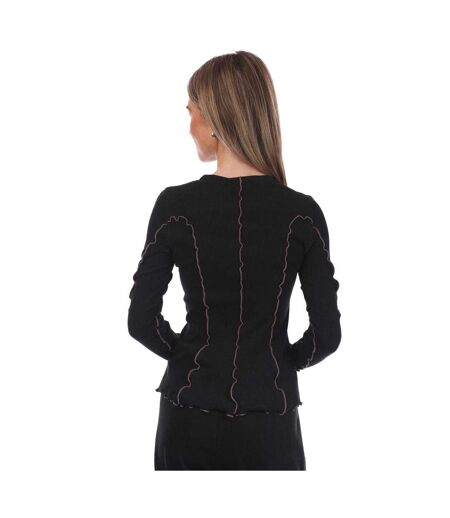 Womens/ladies T-ribas Scalloped Edge Top Black Diesel