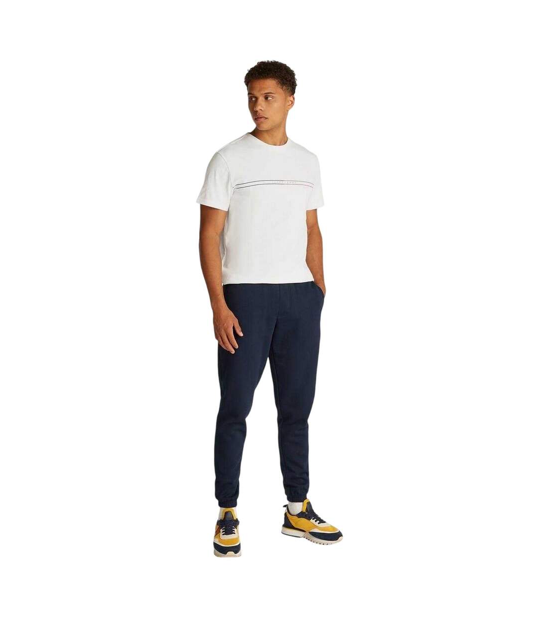 Mens Lettering Crew Neck Slim T-shirt Ecru Tommy Jeans-4