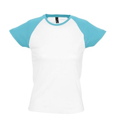 SOLS Womens/Ladies Milky Contrast Short/Sleeve T-Shirt (White/Blue Atoll) - UTPC301