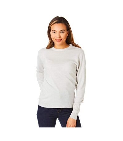 Womens/ladies Soft Touch Crew Neck Jumper Light Grey Light And Shade