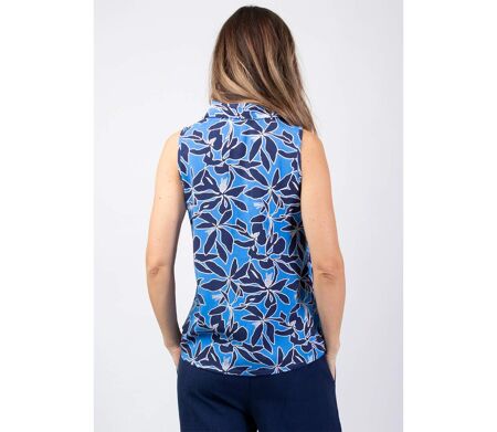 Top sans manches en viscose ANDREE motif fleurs bleues Coton Du Monde
