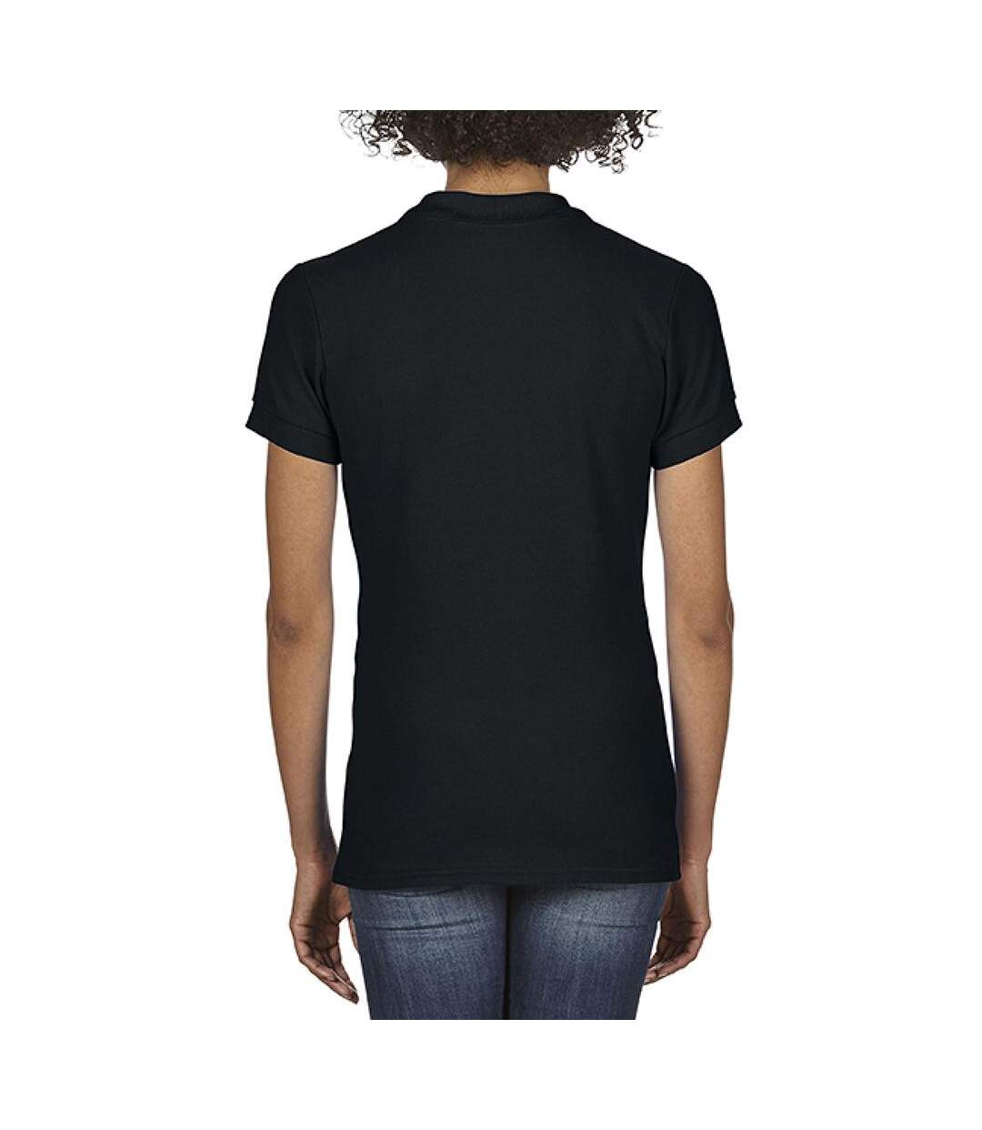 Softstyle Womens/ladies Polo À Manches Courtes En Double Piqué Noir Gildan-3