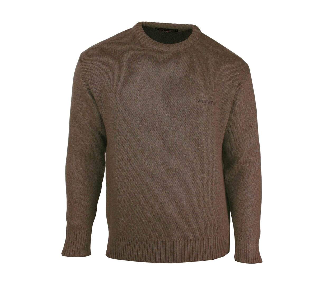 Pull Ras du Cou Homme Ledertys Marron en Maille Perlée-2