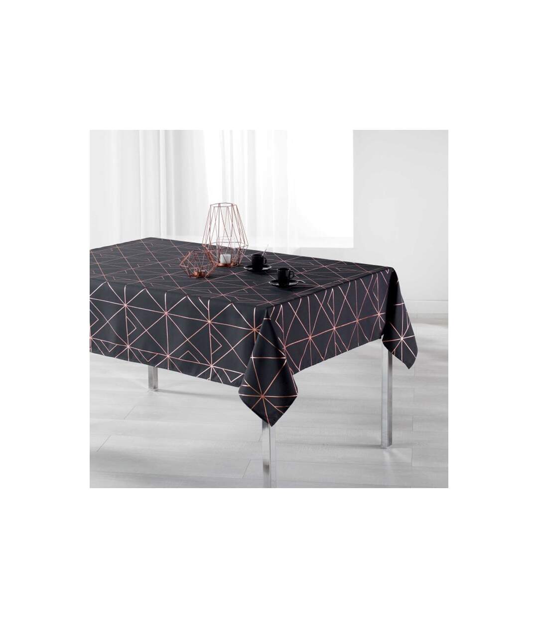 Nappe Rectangulaire Imprimée Quadris 150x240cm Anthracite-1