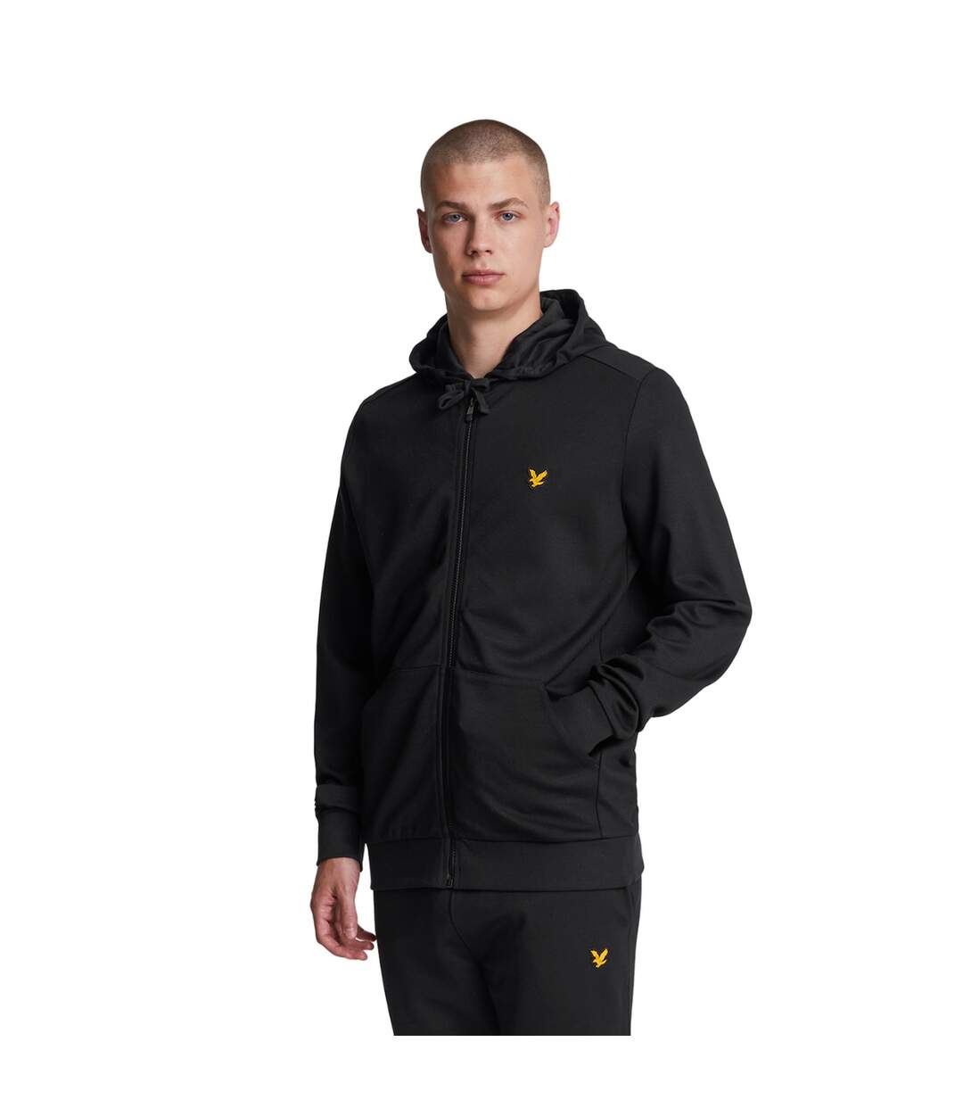 Mens sports full zip hoodie jet black Lyle & Scott