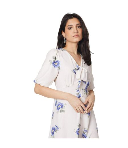 Womens/ladies Floral Front Tie Midi Dress Ivory Dorothy Perkins