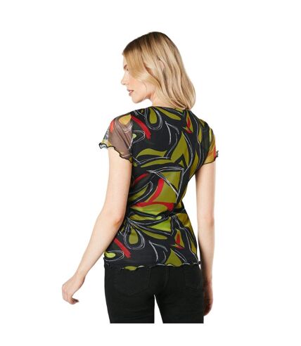 Womens/ladies abstract mesh t-shirt multicoloured Principles